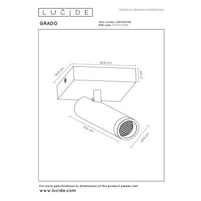 GRADO - Plafon - 1xGU10 - Taupe 22974/01/41 Lucide